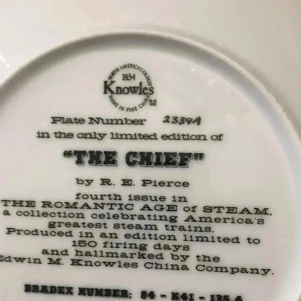 Knowles The Chief train plate collectible by R.E. Pierce